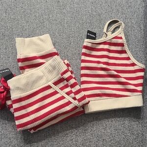 Torrid Red and Cream Striped Pajama Set